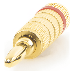 Conector Banana Tipo Tornillo para Bocinas | Instalaciones Profesionales de Audio | Chapado en Oro | Color Rojo (1 Pieza)