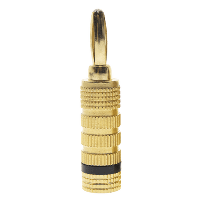 Conector Banana Tipo Tornillo para Bocinas | Instalaciones Profesionales de Audio | Chapado en Oro | Color Negro (1 Pieza)