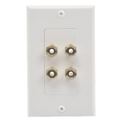 Placa de Pared | Postes de Unión Tipo Banana | Conexión para 2 Altavoces | Fácil Instalación | Conectores Chapados en Oro