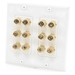 Placa de Pared | Postes de Unión Tipo Banana | Conexión para 6 Altavoces | Fácil Instalación | Conectores Chapados en Oro