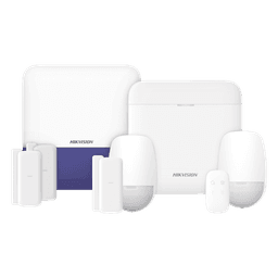 (AX PRO) KIT de Alarma AX PRO con GSM (3G/4G) / Incluye: 1 Hub con bateria de respaldo / 2 Sensores PIR / 3 Contactos Magnéticos mini / 1 Control Remoto / 1 Sirena Inalambrica Exterior  / WiFi / Compatible con Hik-Connect P2P