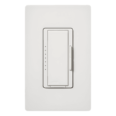 Atenuador de pared PRO LED+ con fase seleccionable y neutro opcional, 250 W LED/CFL o 500 W incandescente/halógeno/ELV, 120 V, para RadioRA 2 y RA2 Select, acabado Satin Snow