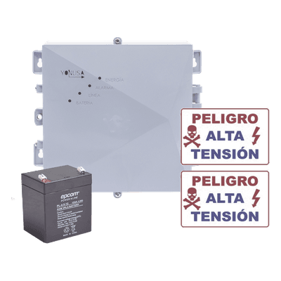 Energizador Perimetral / 12,000 V / 1 Joule / 2,500 m (8,202 ft) / Respaldo 3 Días / Solar 12V