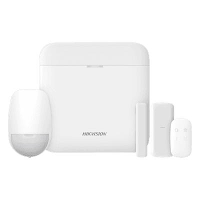 (AX PRO) KIT de Alarma AX PRO con GSM (3G/4G) / Incluye: 1 Hub con bateria de respaldo / 1 Sensor PIR / 1 Contacto Magnético Slim / 1 Control Remoto / Wi-Fi / Compatible con Hik-Connect P2P