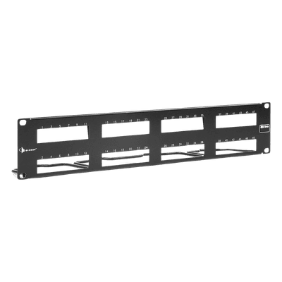 Patch Panel / 48 Puertos UTP / Vertical 2U (3.5') / Aluminio Cepillado / Negro / 19" Rack