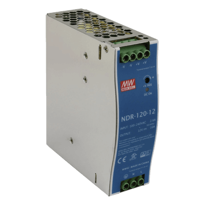 Fuente de poder industrial de 120 W, salida 12 Vcc, entrada 90~264 VCA, para montaje en riel DIN, 