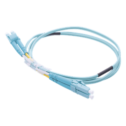 Jumper de Fibra Óptica Multimodo OM3 50/125 LC-LC OFNR (Riser), 2.0 mm, Dúplex, Aqua, 1 Metro (3.28 Pies)