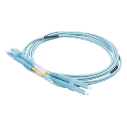 Jumper de Fibra Óptica Multimodo OM3 50/125 LC-LC OFNR (Riser), 2.0 mm, Dúplex, Aqua, 2 Metros (6.56 Pies)