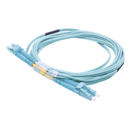 Jumper de Fibra Óptica Multimodo OM3 50/125 LC-LC OFNR (Riser), 2.0 mm, Dúplex, Aqua, 3 Metros (9.84 Pies)