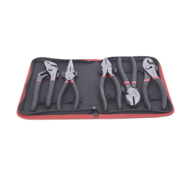 Juego de Pinzas / 5 Piezas / 8" (203.2 mm) / Acero / Mango Antiderrapante / Estuche Plástico