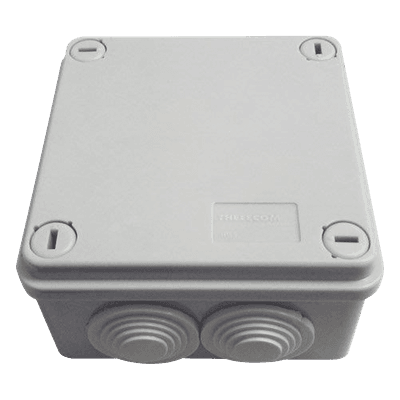 Caja Tipo Estanca IP55, con 6 Entradas, Tapa y Tornillo de Vuelta de 1/4, 100 x 100 x 50 mm (3.94 x 3.94 x 1.97 Pulgadas), Color Gris