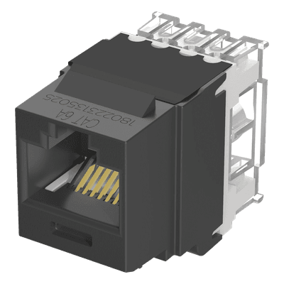 Conector Keystone / Cat 6A / 8P8C / UTP / 22-26 AWG / T568A/B / 50 μin Oro / Negro