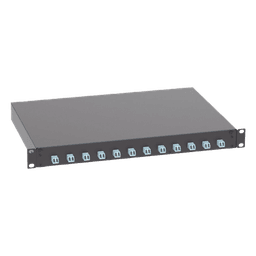 Distribuidor de Fibra Óptica / 12 Conectores LC Duplex (24 Fibras) / Multimodo OM3/OM4 / 1 UR / 17.5 in (444.5 mm) Ancho / 12.13 in (308.2 mm) Profundidad