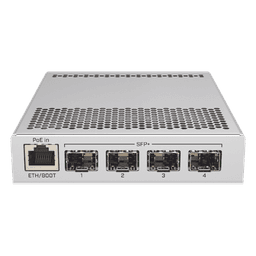 Switch administrable / Dual OS / 1x RJ45 1G / 4x SFP+ 10G / Sin ventilador / 10W máx