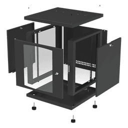 Gabinete de Piso / 12UR / 638 mm Profundidad / 276 kg Carga / Acero ANSI/TIA RS-310-D / Puerta Cristal Templado