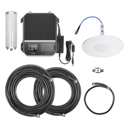 Kit Amplificador Office 200 para 2G, 3G y 4G / Mejora llamadas convencionales y VoLTE / Amplifica señal de TELCEL, AT&T y MOVISTAR / Cubre hasta 400 m² con una antena y hasta 1600 m² con 4 antenas.