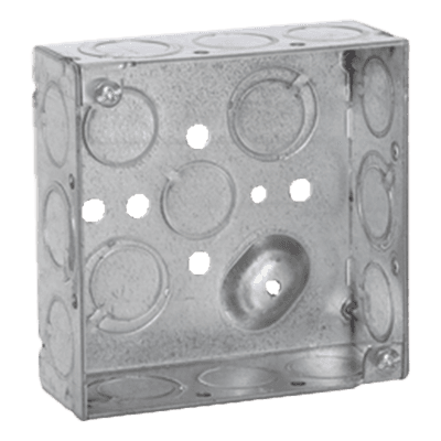 Caja Cuadrada 4 x 4"/Profundidad 1- 1/2"/ 10 Entradas de 1/2" y 6 TKO (1/2"-3/4").