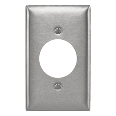 Placa para Receptaculo Sencillo 20 y 30 A de Media Vuelta/ 1.6" (40 mm) / Acero Inoxidable.