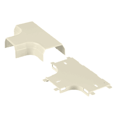 Accesorio en "T", para uso con canaleta T45, Material PVC Rígido, Color Blanco