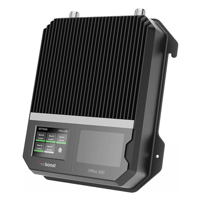 Amplificador Office 200 para 4G, 3G, 2G y llamada VoLTE y convencional. Especial para personalizarlo con antenas, cables y accesorios de acuerdo al requerimiento de la instalación. Puede cubrir en interior áreas de hasta 1600 m² con 4 a