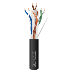Carrete de Cable de 305 Metros (1000 Pies) Cat6 Calibre 24 Exterior para Climas Extremos, RoHS, Color Negro