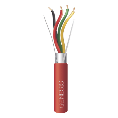 Bobina de 152 Metros (500 Pies) de Alambre / 4 x 18 AWG / Riser / Blindado / Tipo FPLR / Color Rojo / Para Aplicaciones en Sistemas de Detección de Incendio y Sistemas de Evacuación