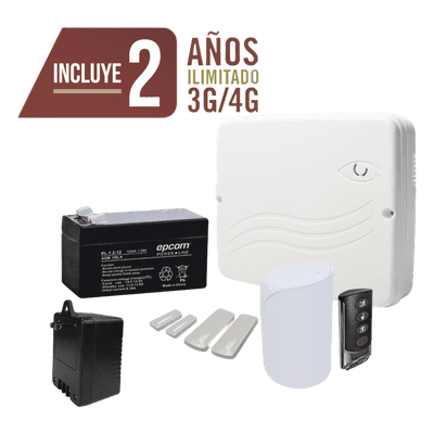 KIT Alarma Cloud Híbrido/Comunicador 4G Lte Integrado/8 Zonas Cableadas, 32 Inalambricas /Programación 100% vía WEB