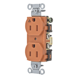 Contacto Dúplex Conexión a Tierra Aislada/ 15A 125V/ 2 polos 3 Hilos/ Nema 5-15R /Grado Comercial/ Color Naranja.