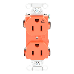 Contacto Dúplex Conexión a Tierra Aislada/ 15A 125V/ 2 polos 3 Hilos/ Nema 5-15R /Grado Comercial/ Color Naranja.