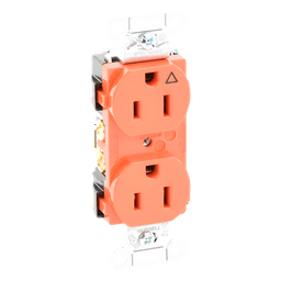 Contacto Dúplex Conexión a Tierra Aislada/ 15A 125V/ 2 polos 3 Hilos/ Nema 5-15R /Grado Comercial/ Color Naranja.