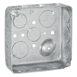 Caja Cuadrada Eléctrica / 4 x 4 in / Profundidad 1.563 in / Capacidad 21 in³ / 17 Entradas Conduit / Acero Galvanizado Troquelado