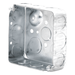 Caja Cuadrada Eléctrica / 4 x 4 in / Profundidad 1.563 in / Capacidad 21 in³ / 17 Entradas Conduit / Acero Galvanizado Troquelado