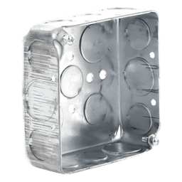 Caja Cuadrada Eléctrica / 4 x 4 in / Profundidad 1.563 in / Capacidad 21 in³ / 17 Entradas Conduit / Acero Galvanizado Troquelado