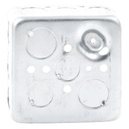 Caja Cuadrada Eléctrica / 4 x 4 in / Profundidad 1.563 in / Capacidad 21 in³ / 17 Entradas Conduit / Acero Galvanizado Troquelado
