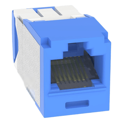 Conector Jack RJ45 / Categoría 6A / Terminación sin Herramienta / Gel Anti-Corrosión / 8 Posiciones 8 Cables / Operación 70°C / Color Azul