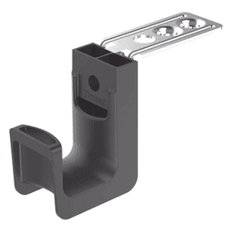Sujetador STRONGHOLD tipo J (J-Hook), Con Soporte para Montaje en Techo, Para 8 Cables Cat6, Nylon 6.6, Color Negro, Paquete de 50 Piezas