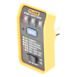 Probador de Tomacorriente / GFCI y Estándar / Señal Acústica / 6 Estados de Cableado / CAT III 300V / LEDs de Alto Brillo
