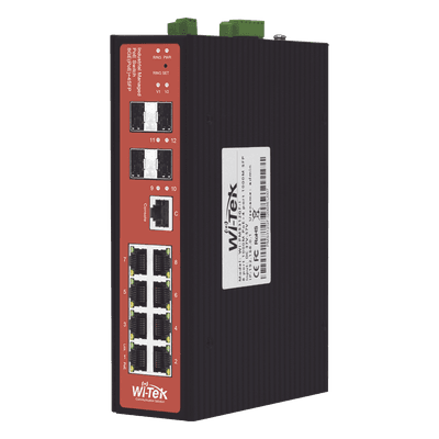 Switch Industrial Administrable PoE / 8 Puertos / PoE Mixto 24V/48V / 802.3bt 60W / -40°C a 80°C / DIN Rail