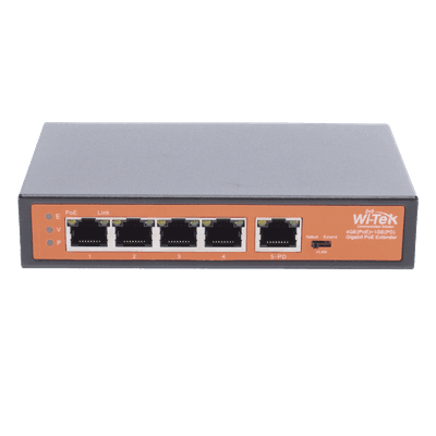Extensor PoE / Entrada hasta 90 W / 4 puertos Gigabit PoE salida 802.3 af/at / Extensor PoE hasta 250 m / No administrable 