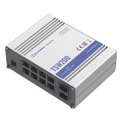 Switch Industrial No-Administrable 8 puertos Gigabit PoE 802.3af/at, 2 puertos SFP