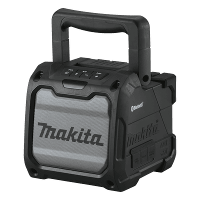 Bocina Negra Bluetooth con entrada USB, Auxiliar y Cargador, Funciona con Batería LXT de 18V o CXT de 12v (no inluidas) 