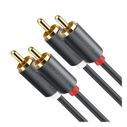 Cable de Audio 2 RCA Macho a 2 RCA Macho / 3 Metros (9.84 Pies) / Cobre Sin Oxígeno / Conectores Chapados en Oro 24K / Doble Blindaje / Color Negro