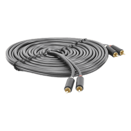 Cable de Audio 2 RCA Macho a 2 RCA Macho / 5 Metros (16.40 Pies) / Cobre Libre de Oxígeno / Conectores Chapados en Oro / Doble Blindaje EMI/RFI