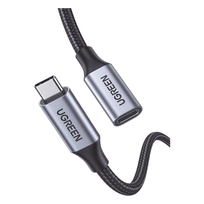 Cable USB-C Macho a USB-C Hembra | 1metro | USB-C 3.1 Gen 2 | Compatible con Thunderbolt 3 | Carcasa de Aluminio | Nylon Trenzado |  Transferencia de Datos 10 Gbps | Soporta hasta 100W para Carga Rápida.