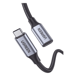 Cable USB-C Macho a USB-C Hembra | 1metro | USB-C 3.1 Gen 2 | Compatible con Thunderbolt 3 | Carcasa de Aluminio | Nylon Trenzado |  Transferencia de Datos 10 Gbps | Soporta hasta 100W para Carga Rápida.