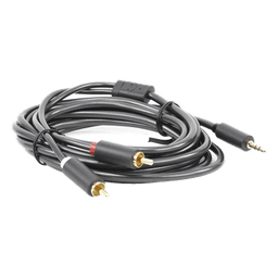 Cable Adaptador de 3.5mm Macho a 2 RCA Macho / 3 Metros (9.84 Pies) / Color Gris / Blindaje Múltiple / ABS / Alta Calidad