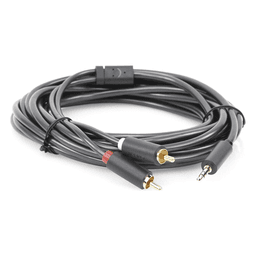 Cable de Audio 3.5mm a 2 RCA Macho / 5 Metros (16.40 Pies) / Blindaje Múltiple / Conectores Oro 24K / TPE Ecológico / ABS