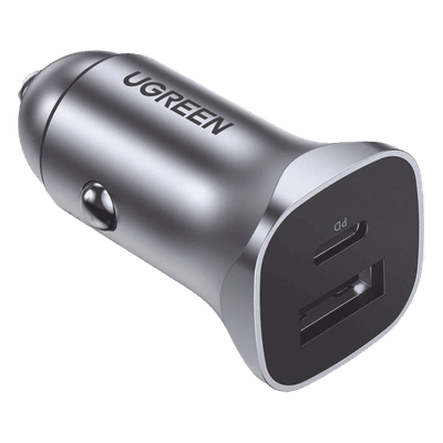 Cargador de Auto 24W | Puerto USB-A y USB-C | Carga Rápida | Compatible con Vehículos de 12 y 24 VCD | PD3.0 + QC3.0 | Indicador Led | Diseño Compacto | Chip Inteligente | Caja de Aluminio