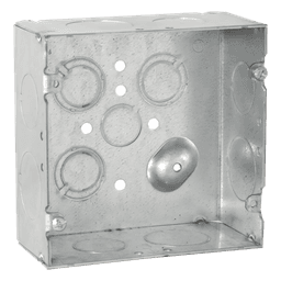 Caja Cuadrada 4 11/16" x 4 11/16"/ Profundidad 2- 1/8"/ 4 Entradas 1", 4 Entradas 3/4", 1 Entrada 1/2" y 3 TKO (1/2"-3/4").