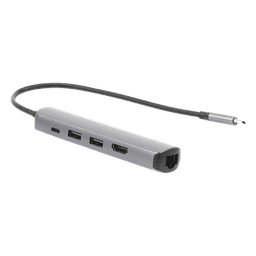 HUB USB-C (Docking Station) 5 en 1 | Ultra Delgado | 2 USB-A 3.1 a (5 Gbps) | HDMI 4K@60Hz | RJ45 (Gigabit Ethernet) | USB-C PD Carga Rápida 100W | Soporta OTG | Chips Inteligentes | Pequeño y Ligero | Caja de Aluminio.